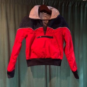 Red and Blue Zip-Up Ski Bomber Jacket